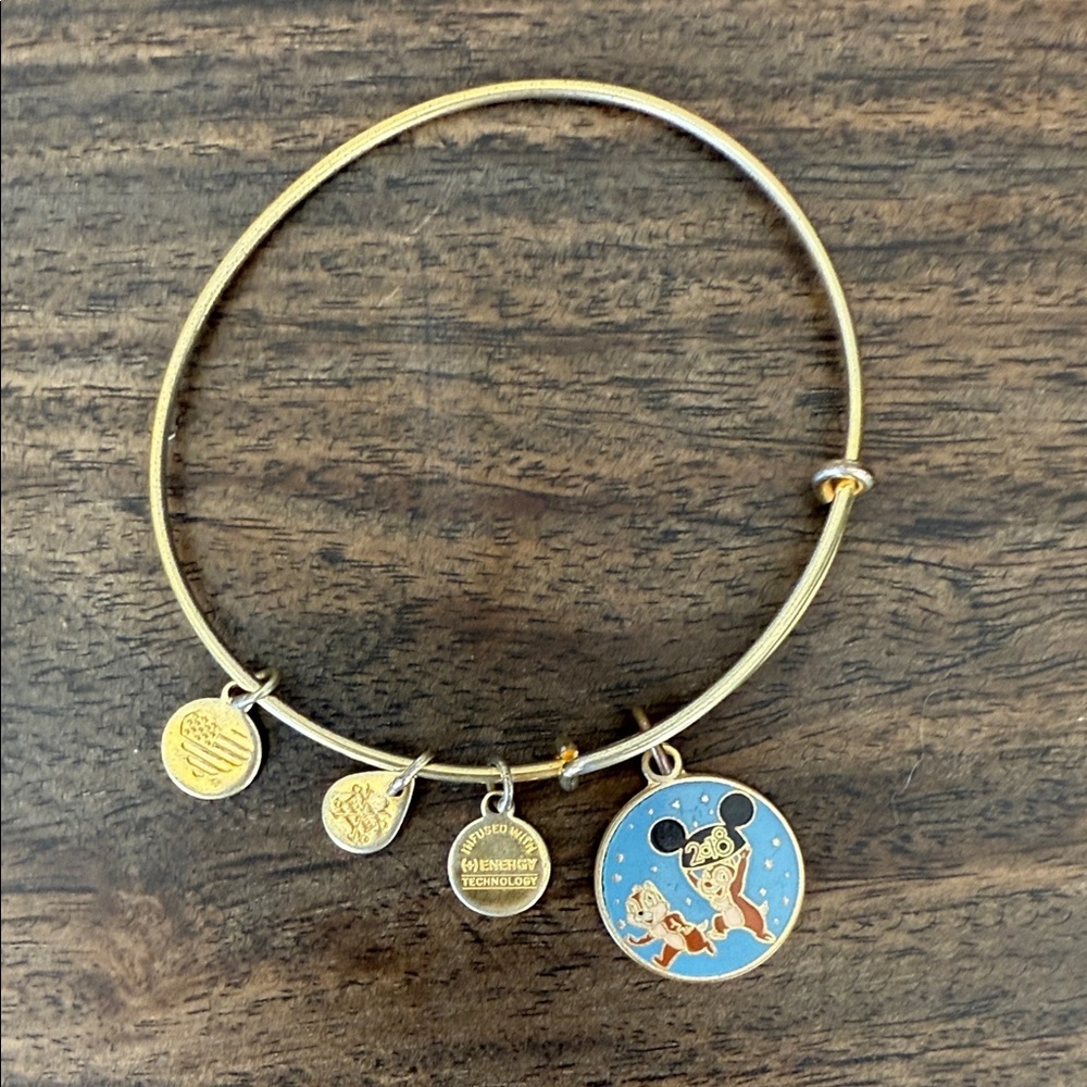 Alex & Ani Disney 2018 Gold Charm Bracelet with Chip & Dale
